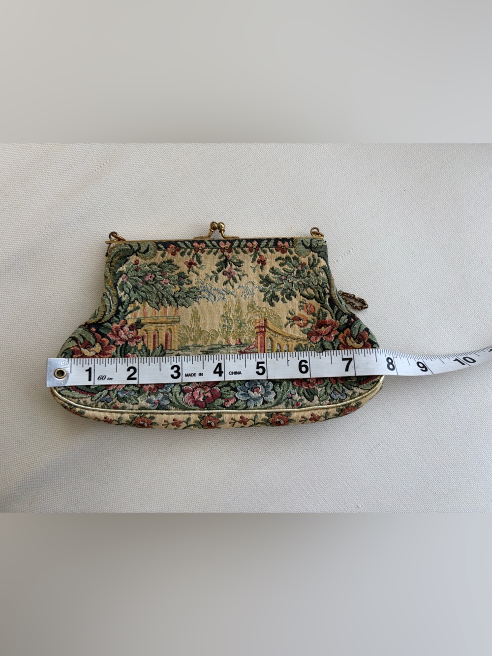 Vintage Joir Original Floral Tapestry Clutch Purse Chain Strap 1950s 60s